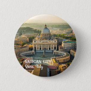 Chapa Redonda De 5 Cm Lugares Tranquilos en la Ciudad del Vaticano, Ital