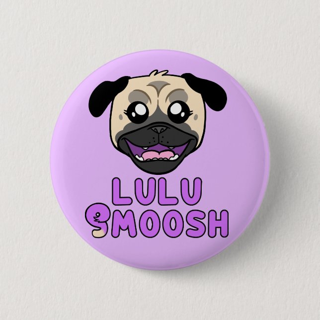 Chapa Redonda De 5 Cm Lulu Smoosh Pug Personalizado Pin (Anverso)