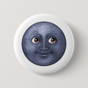 Chapa Redonda De 5 Cm Luna Azul Oscuro - Emoji