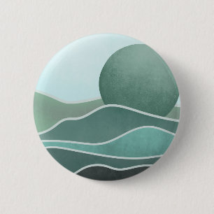 Chapa Redonda De 5 Cm Luna Azul sobre montañas Zen Boho