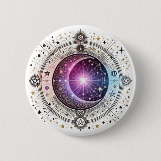 Chapa Redonda De 5 Cm Luna de astrología zodiaca