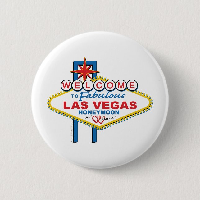 Chapa Redonda De 5 Cm Luna de miel de Las Vegas (Anverso)
