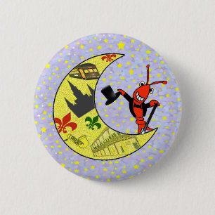 Chapa Redonda De 5 Cm Luna del creciente del sombrero de copa de los