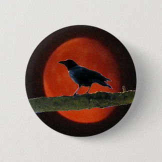 Chapa Redonda De 5 Cm Luna negra del rojo del cuervo