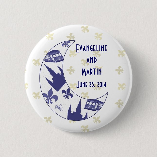 Chapa Redonda De 5 Cm Luna personalizada del creciente de New Orleans (Anverso)