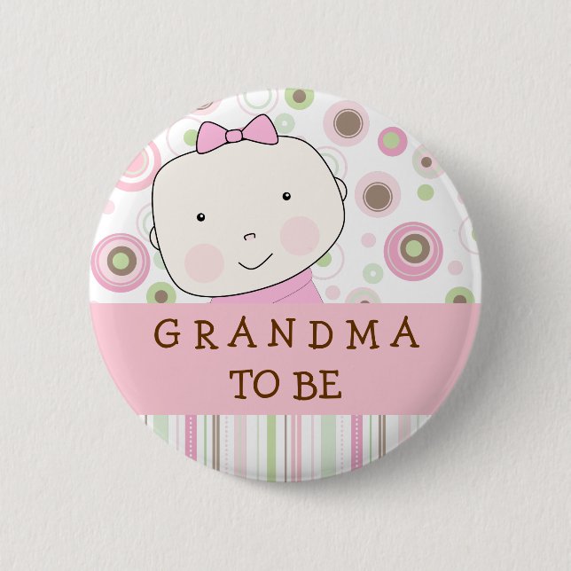 Chapa Redonda De 5 Cm Lunar rosado - "abuela a ser" Pin (Anverso)