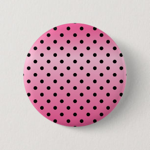 Chapa Redonda De 5 Cm lunares negros geniales en fondo rosa brillante