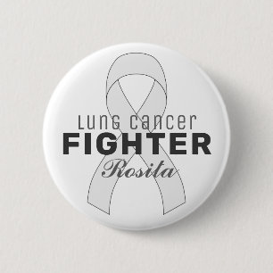 Chapa Redonda De 5 Cm Lung Cancer Ribbon White Button