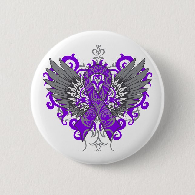 Chapa Redonda De 5 Cm Lupus Awareness Guay Wings (Anverso)