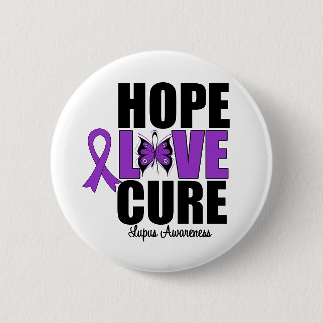 Chapa Redonda De 5 Cm Lupus Hope Love Cure (Anverso)