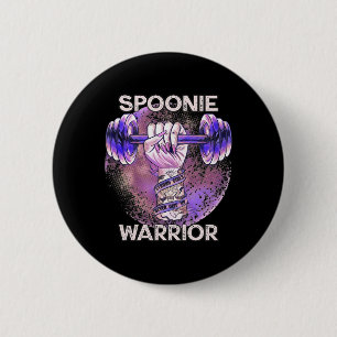 Chapa Redonda De 5 Cm Lupus Spoonie Warrior Barbell Purple Fist G