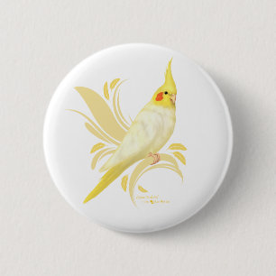 Chapa Redonda De 5 Cm Lutino Cockatiel