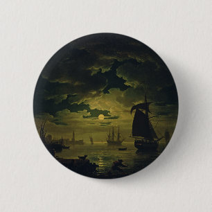 Chapa Redonda De 5 Cm Luz de luna sobre Palermo Arte gráfico de alta fid
