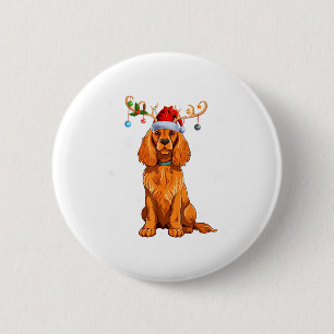 Chapa Redonda De 5 Cm Luz de Navidad Reno Sombrero de Santa Er Spaniel N