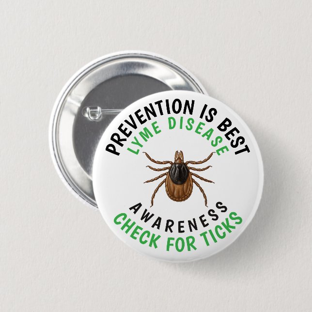 Chapa Redonda De 5 Cm Lyme Disease Awareness | Deer Tick  (Anverso y reverso)
