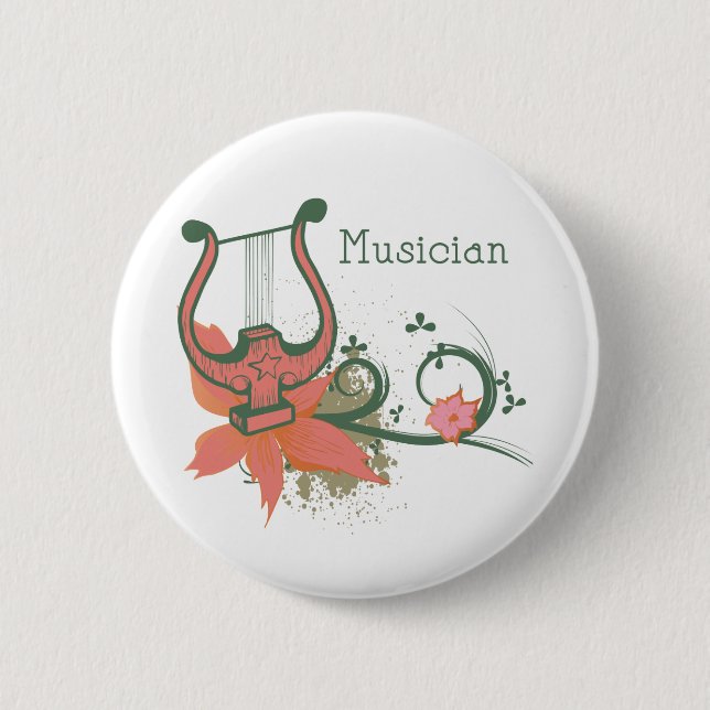 Chapa Redonda De 5 Cm Lyre Musician (Anverso)