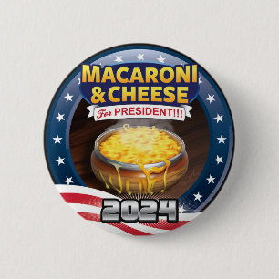 Chapa Redonda De 5 Cm MACARONI CON QUESO ¡Para PRESIDENTE! Campaña 2024