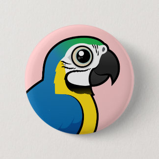 Chapa Redonda De 5 Cm Macaw Azul-y-amarillo