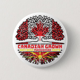Chapa Redonda De 5 Cm Macedonia Bandera de árbol canadiense macedonio