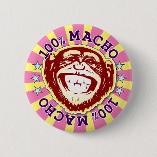 Chapa Redonda De 5 Cm Macho 100% Graciosa Badge De Mono
