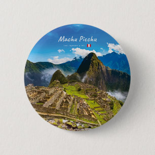 Chapa Redonda De 5 Cm Machu Picchu, Perú - Ruinas de la Ciudadela Inca