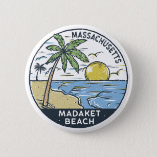 Chapa Redonda De 5 Cm Madaket Beach Massachusetts Vintage