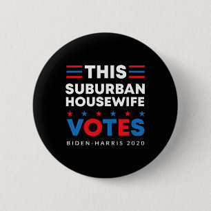 Chapa Redonda De 5 Cm Madera suburbana vota a Biden Harris 2020 Feminis