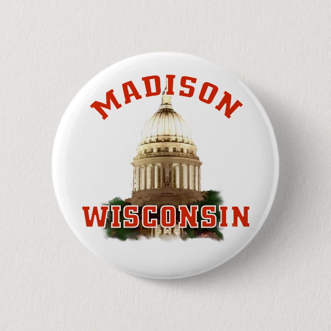 Chapa Redonda De 5 Cm Madison, Wisconsin (Anverso)