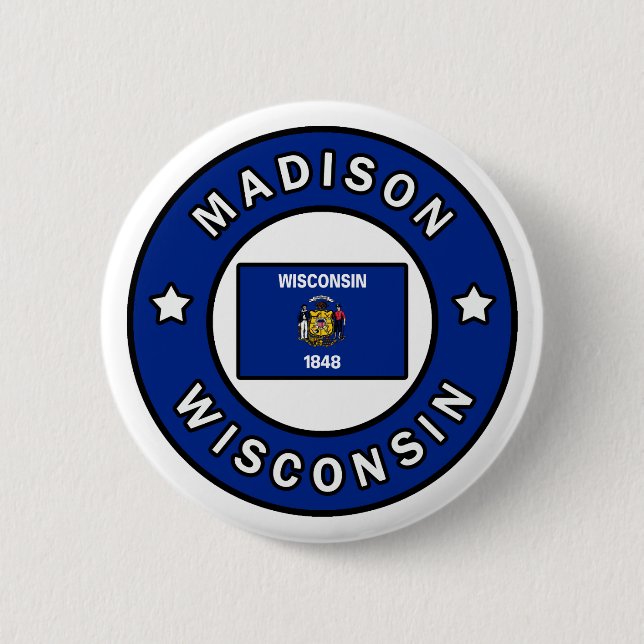 Chapa Redonda De 5 Cm Madison Wisconsin (Anverso)