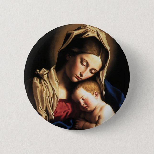 CHAPA REDONDA DE 5 CM MADONNA E HIJO (Anverso)