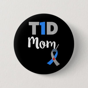 Chapa Redonda De 5 Cm Madre de diabetico tipo 1 - Regalo de mamá T1d 