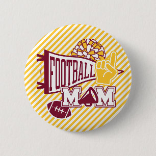 Chapa Redonda De 5 Cm Madre de fútbol Burgundy & Gold 