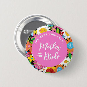Chapa Redonda De 5 Cm MADRE DE LA BRIDE Spring Flower Flower Boda Name T
