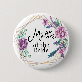 Chapa Redonda De 5 Cm Madre de la Novia Bodas Floral Púrpura