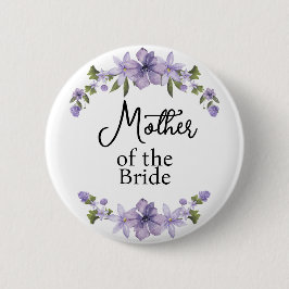 Chapa Redonda De 5 Cm Madre de la Novia Bodas Floral Púrpura