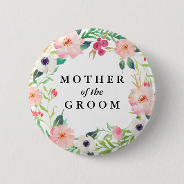 Chapa Redonda De 5 Cm Madre floral de la primavera de la boda del novio