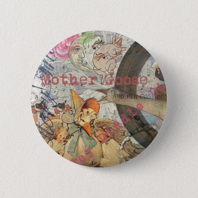 Chapa Redonda De 5 Cm Madre Gosa Nursery Rhyme Fairy Tale (Anverso)