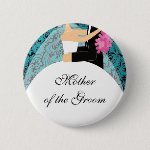Chapa Redonda De 5 Cm Madre nupcial del fiesta del botón/Pin de la novia