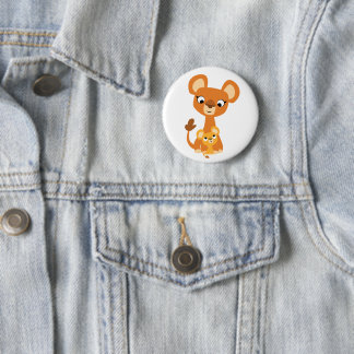 Chapa Redonda De 5 Cm Madre Personalizado, lionesa y cachorro