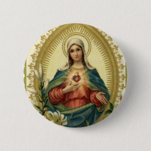 Chapa Redonda De 5 Cm Madre triste inmaculada bendecida del Virgen María