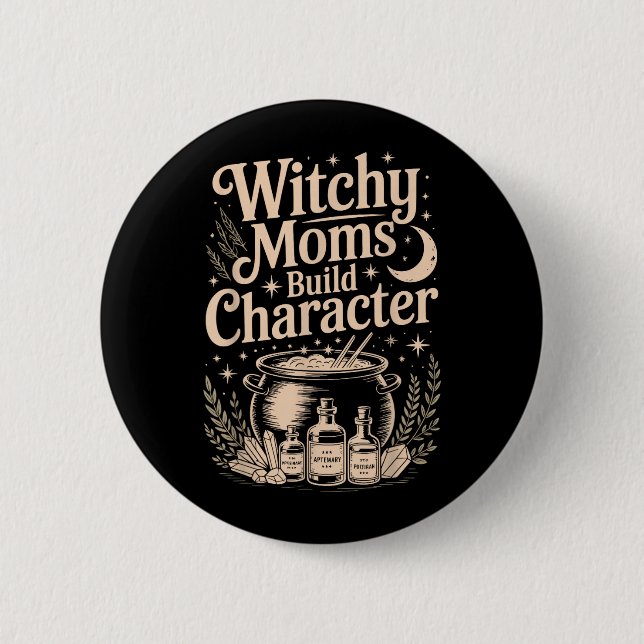 Chapa Redonda De 5 Cm Madres Brujas Forman Carácter (Anverso)