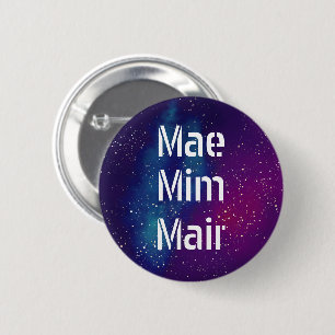 Chapa Redonda De 5 Cm Mae/Mim/Mair Personalizable Galaxy Pronoun