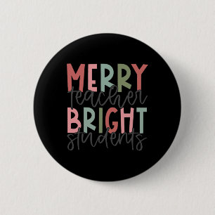 Chapa Redonda De 5 Cm Maestra de merry Navidades estudiantes brillantes