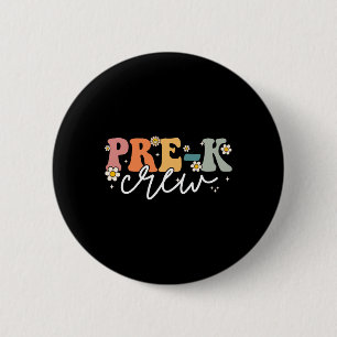 Chapa Redonda De 5 Cm Maestra del Día del Equipo Pre K Groovy Regreso a