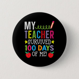 Chapa Redonda De 5 Cm Maestra Sobrevivió A 100 Días De Mi Estudiante.
