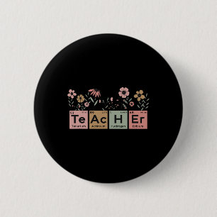 Chapa Redonda De 5 Cm Maestro de Ciencias Tabla Periódica Floral Para Qu