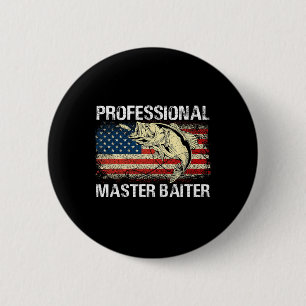 Chapa Redonda De 5 Cm Maestro Profesional de Carnada Retro Bandera Ameri