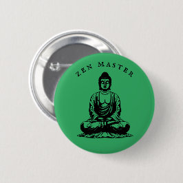 Chapa Redonda De 5 Cm Maestro Zen - Meditación de Buda Verde