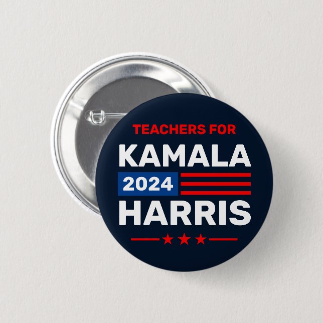 Chapa Redonda De 5 Cm Maestros para las elecciones de Kamala Harris 2024 (Anverso y reverso)