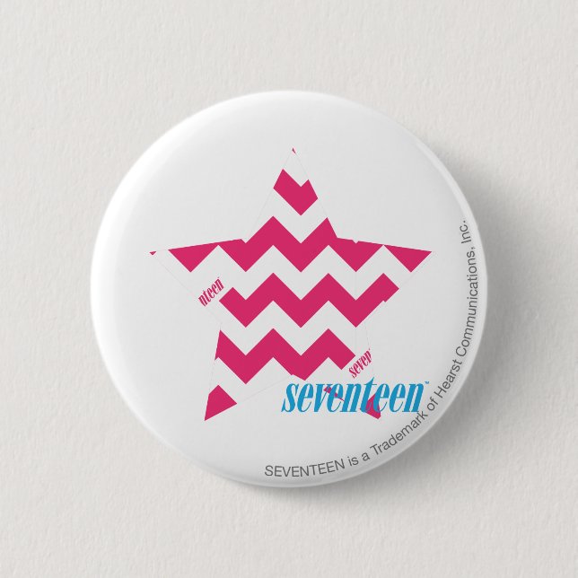 Chapa Redonda De 5 Cm Magenta 2 del zigzag (Anverso)